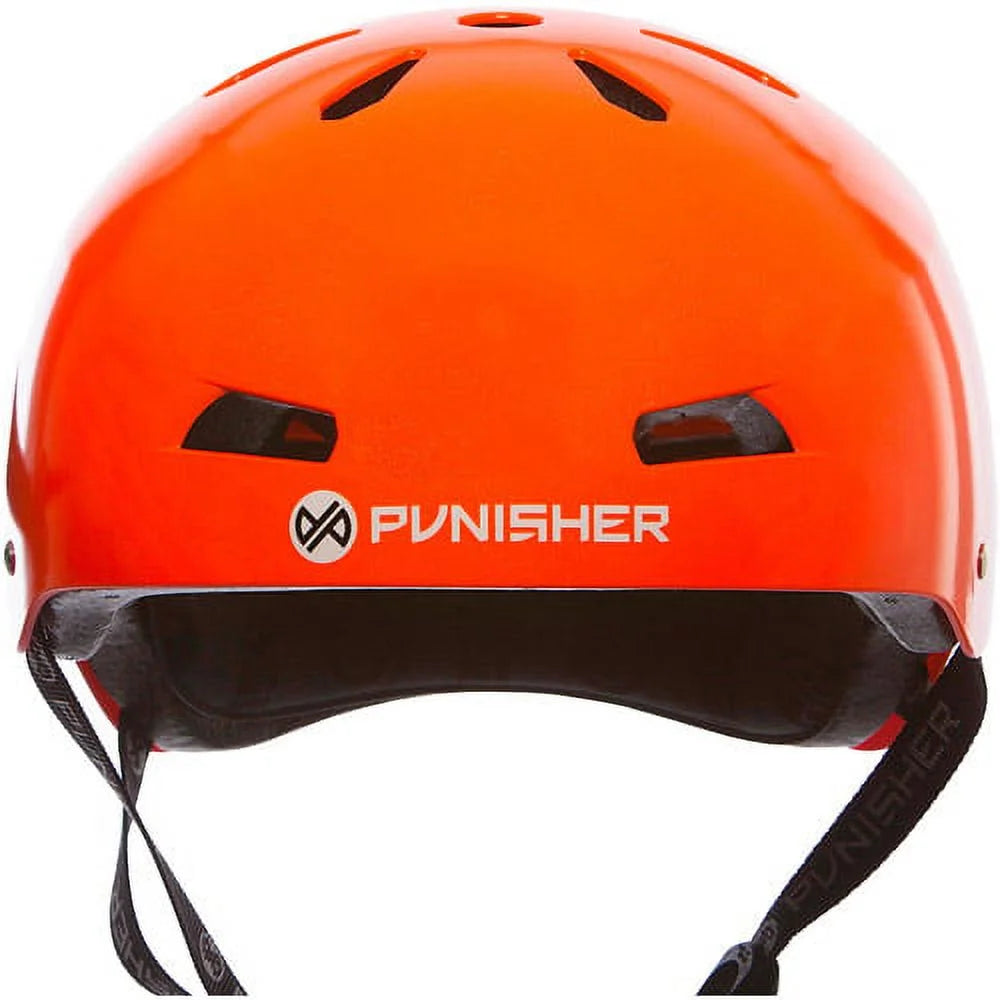 Metallic Flake Neon Orange Skateboard Helmet B389