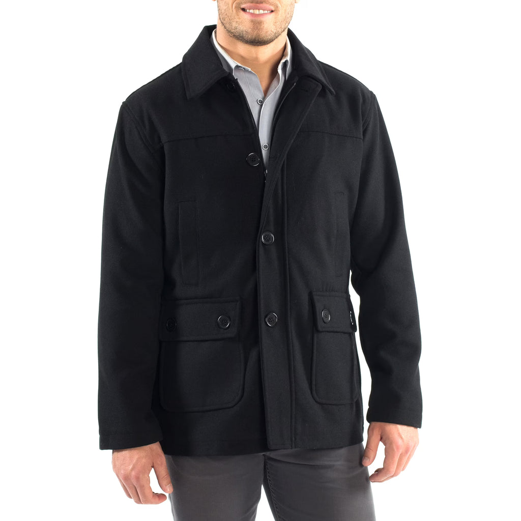 Wool Blend Barn Coat Cargo Pocket Jacket G27939