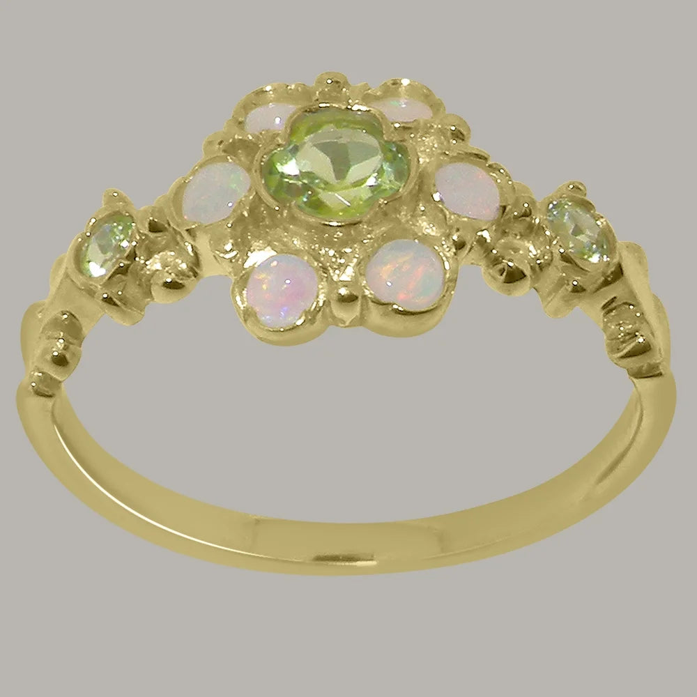 18k Yellow Gold Ring with Natural Peridot & Opal Engagement Ring S502879