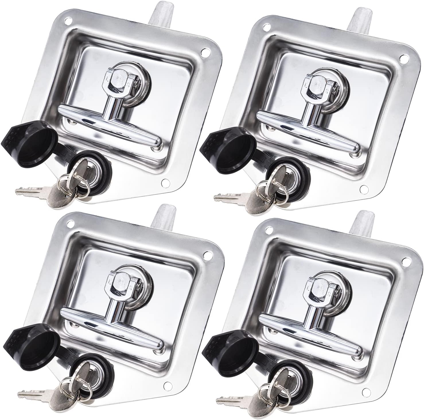 4 Pack Stainless-Steel T Handle Lock with Gasket and Keys U3956