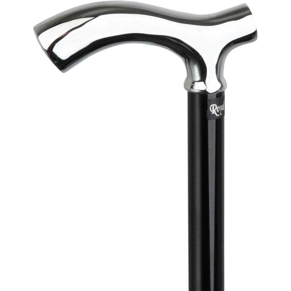 Chrome Plated Slim Line Walking Cane with Folding, Adjustable Black Aluminum Shaft R879154