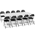 11 Pieces Heavy Duty Utility 8 Ft Folding Plastic Dining Table with Handle and Chair Set Q9539