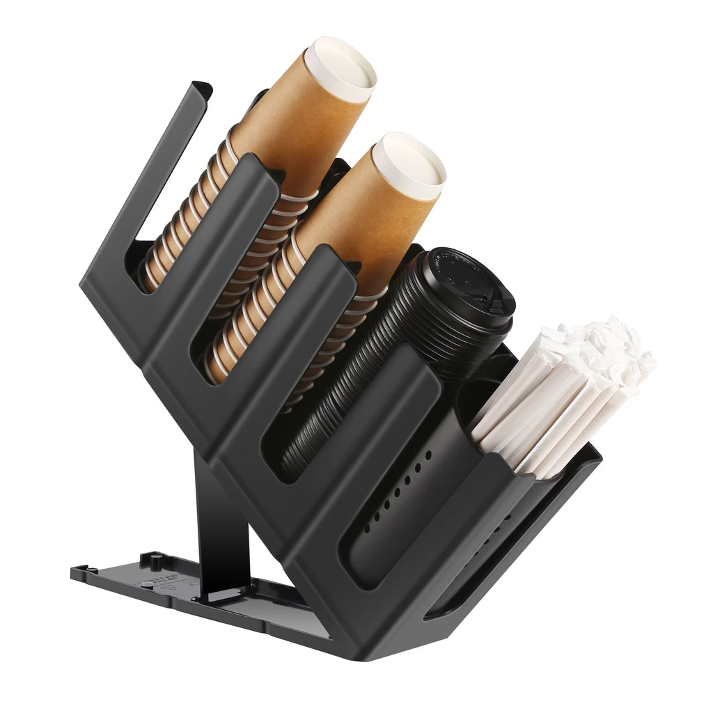 Paper Cup and Lid Holder with Straw Organizer J840