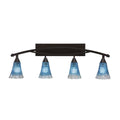 Four Light Bath Bar Bronze Finish with Teal Crystal Glass D25228
