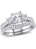1 1/3 Carat White Sapphire Bridal Engagement Ring in 10K White Gold X777