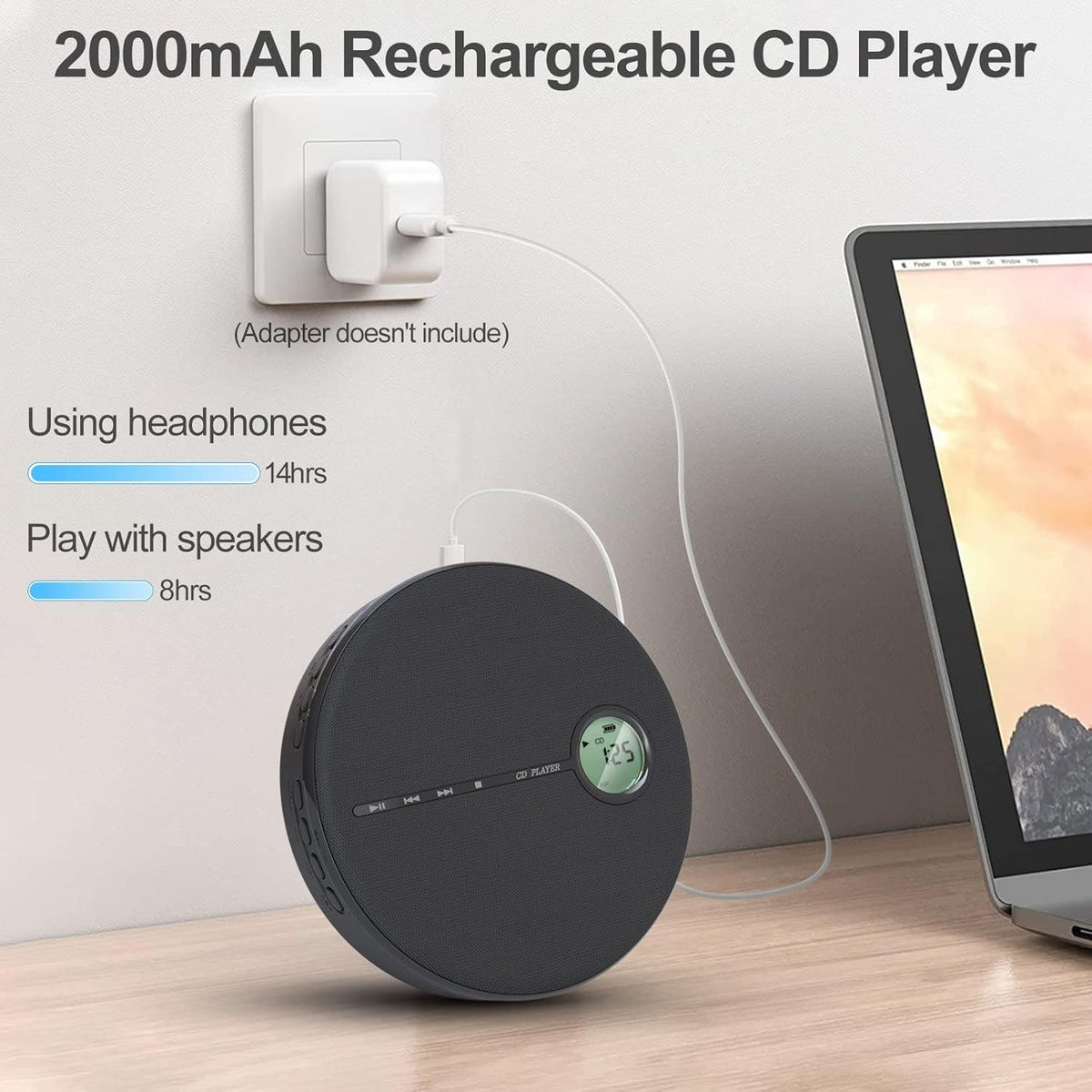 Rechargeable CD Player with Bluetooth, Black, Pack of 2 J969