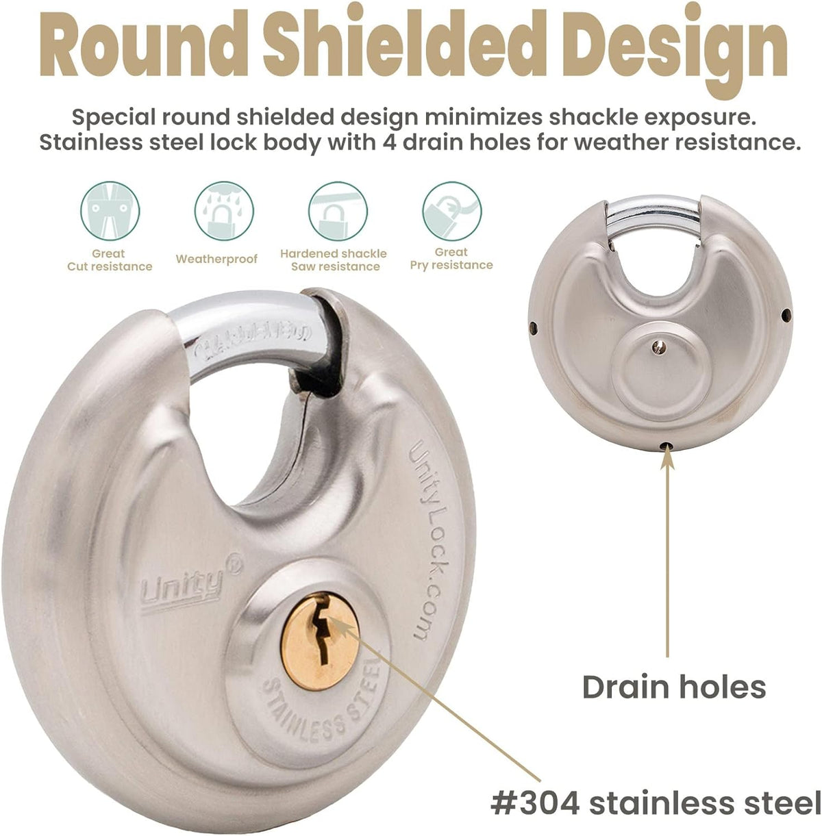 Stainless Steel Disc Padlock, Same Key Open, 2-3/4" (70mm), 12 G219826