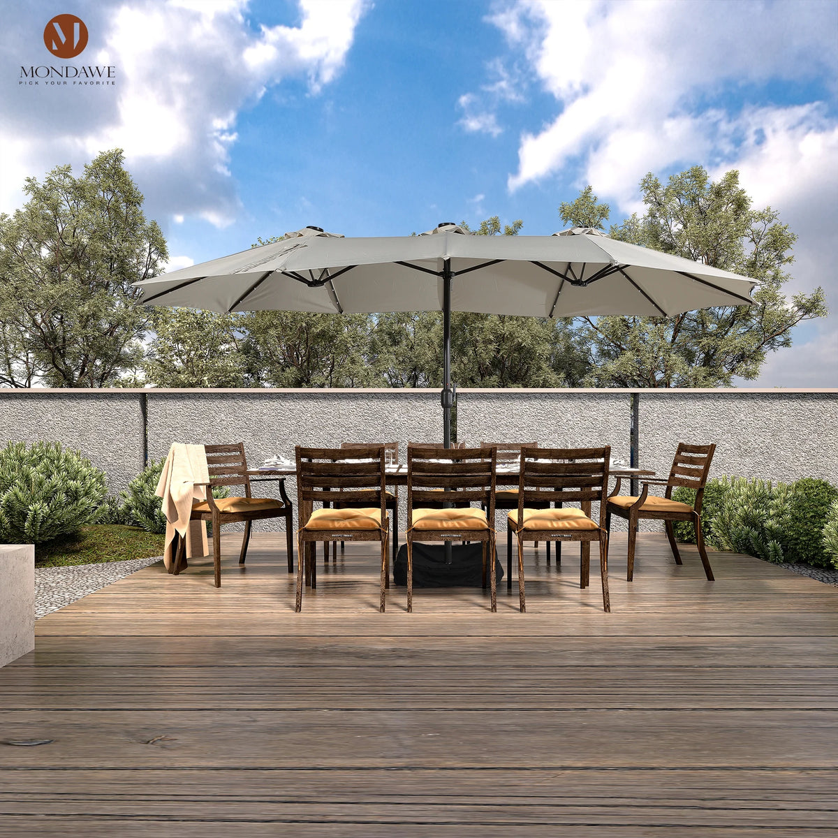 15ft Large Patio Umbrella with 36 LED Lights, Base Included P369317