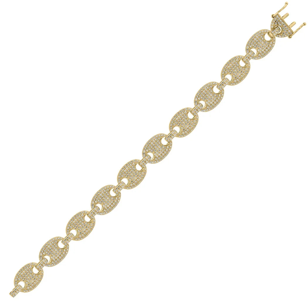 925 Sterling Silver Mens Yellow CZ Pave 28 Inch Mariner Link Chain Jewelry E15111