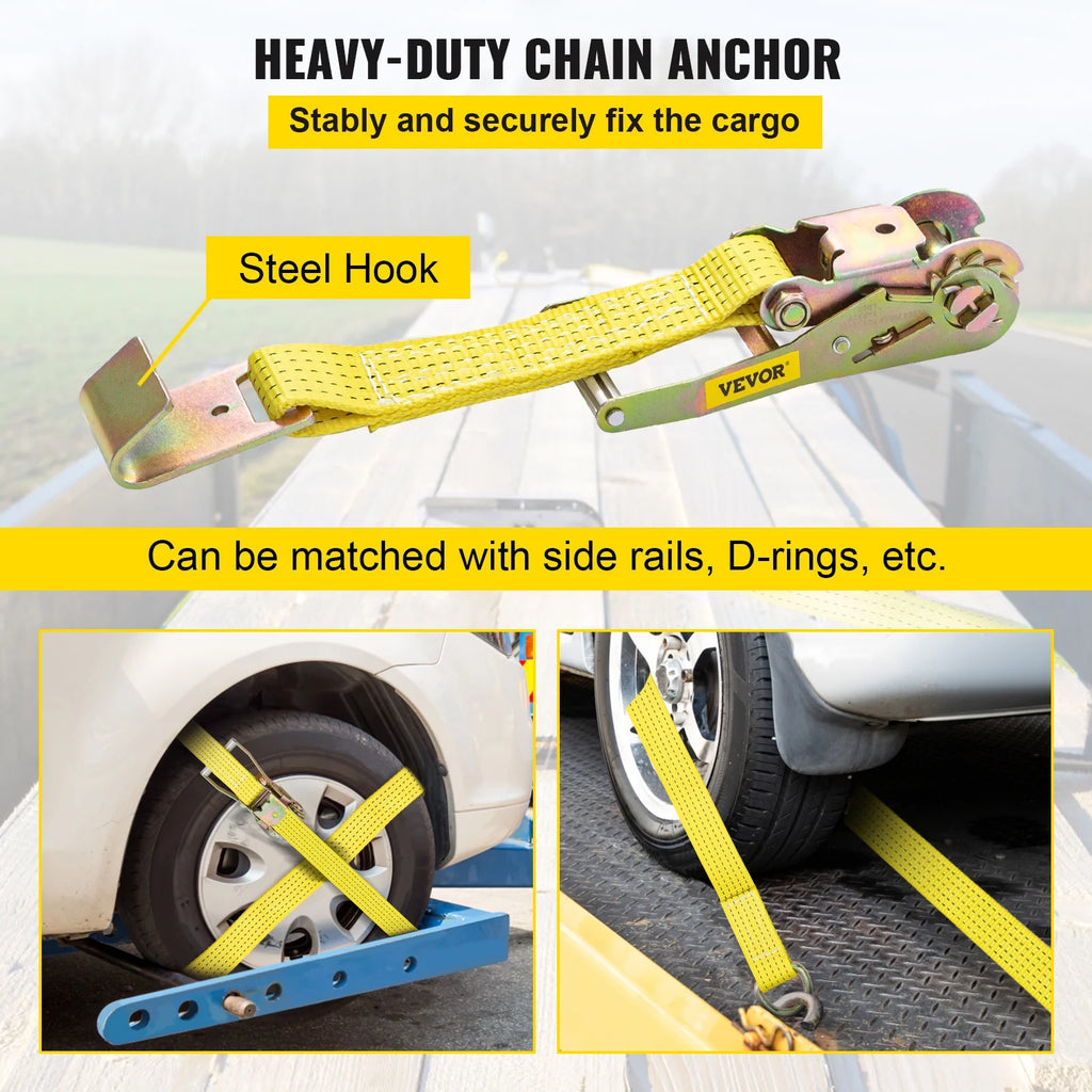 Yellow 4pcs Ratchet Tie Down Strap P849791