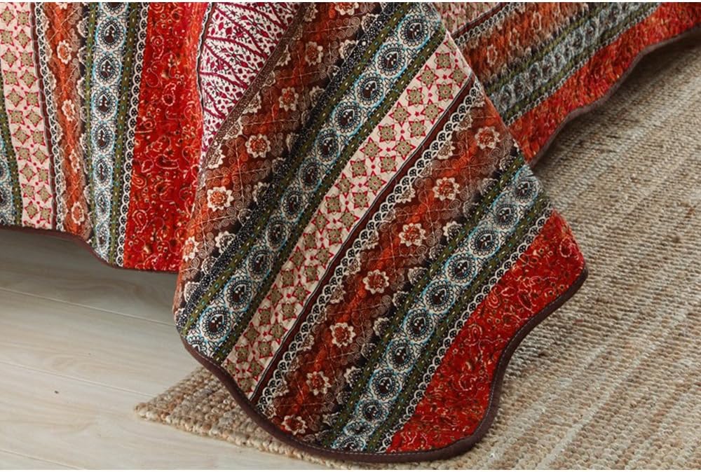 King Size Cotton Patchwork Bedspread Quilt Set V7289