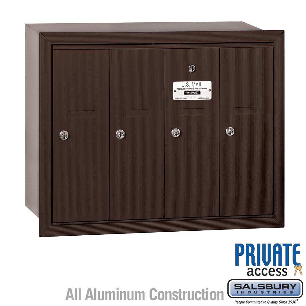 Recessed Bronze 4 Door Mailbox U175107