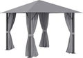 10' x 10' Patio Gazebo Aluminum Frame Canopy Shelter with Sidewalls, Vented Roof, Khaki O4616