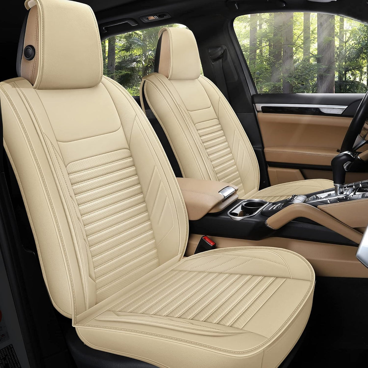 Black Full Set Leather Car Seat Covers B356