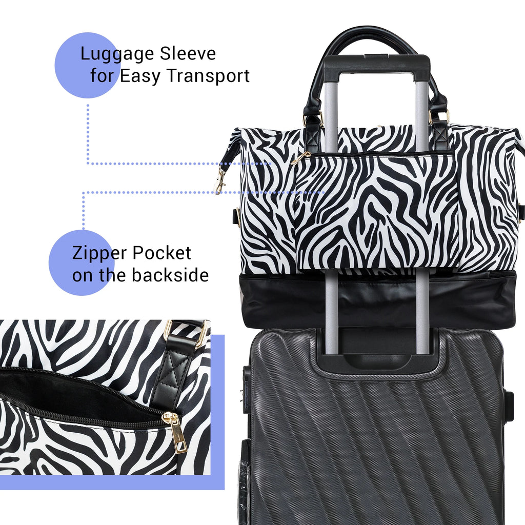 Pink Plaid Weekender Travel Duffle Bag with Shoe Compartment G369170