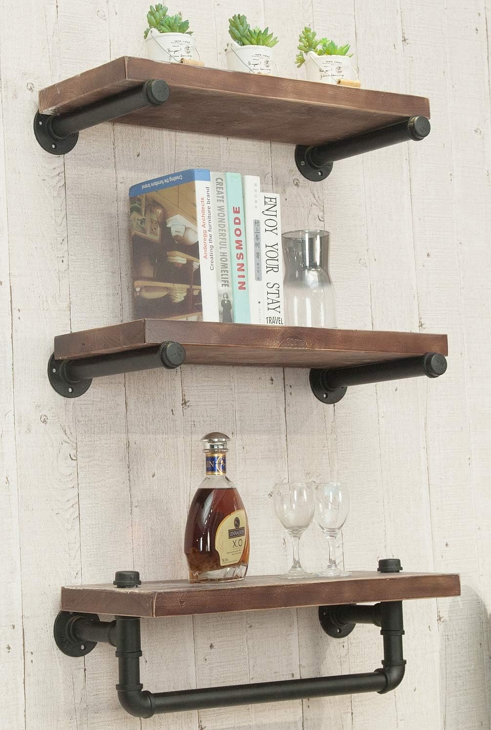 Industrial Retro Wall Mounted Iron Water Pipe Shelf X611846