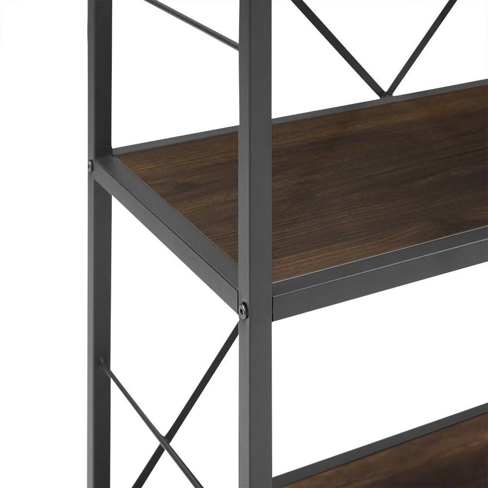 30x22 Five Shelf Laminate Wood and Metal Utility Shelf Dark Walnut R674