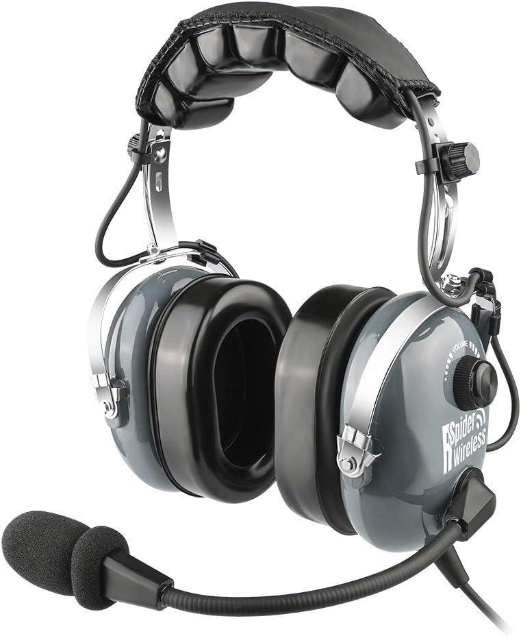 Grey Passive Noise Cancelling Aviation Headset with Carrying Case A28584