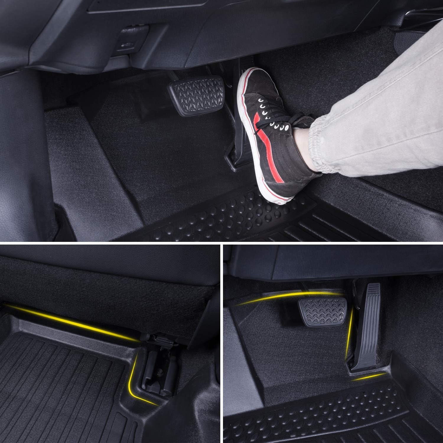 Black Heavy Duty All Weather Floor Mats Liners for Car Front and Rear L6265