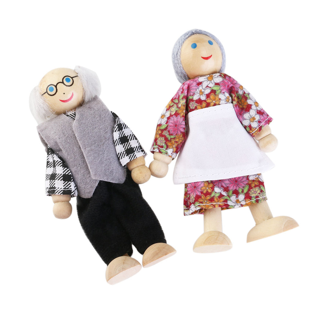 Wooden Dollhouse Furniture Set with Grandparents W849