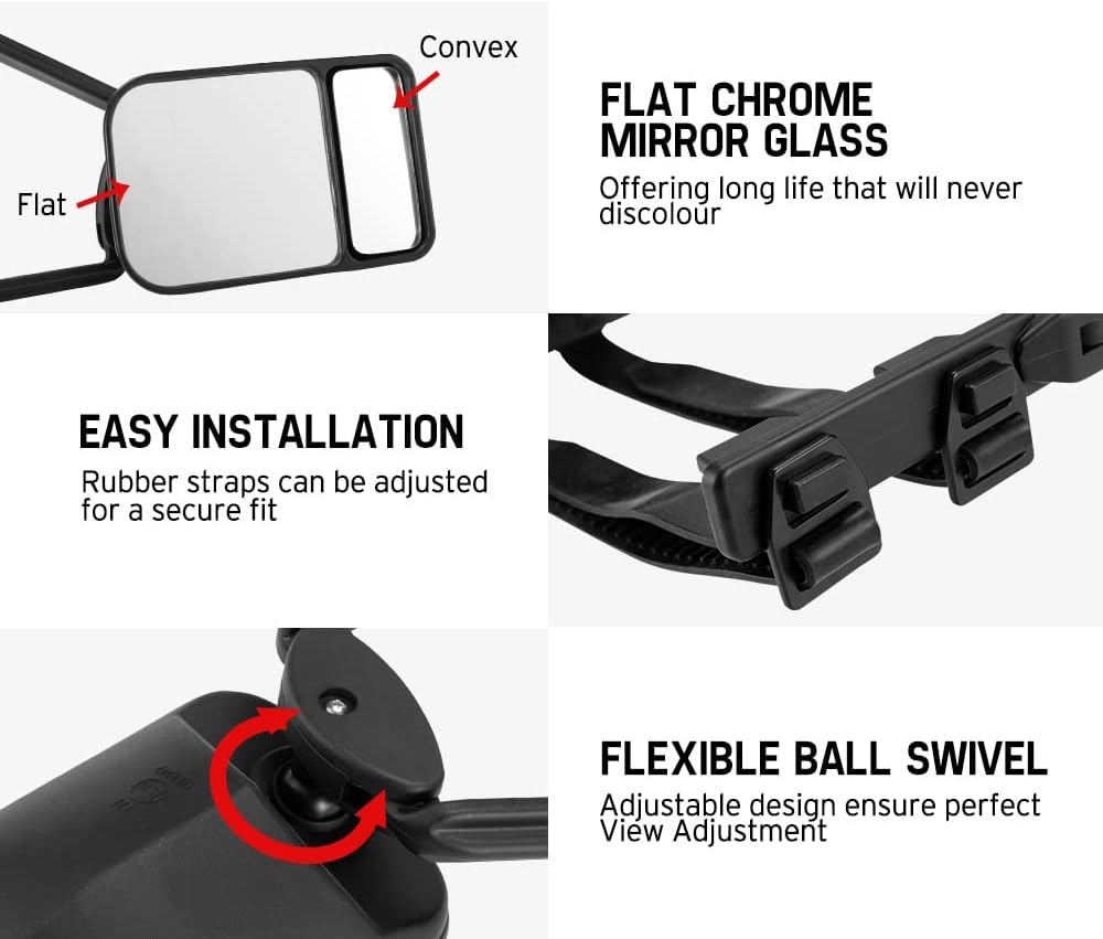 Clip On Towing Mirror Extensions, Dual Glass, Pack of 2 G226