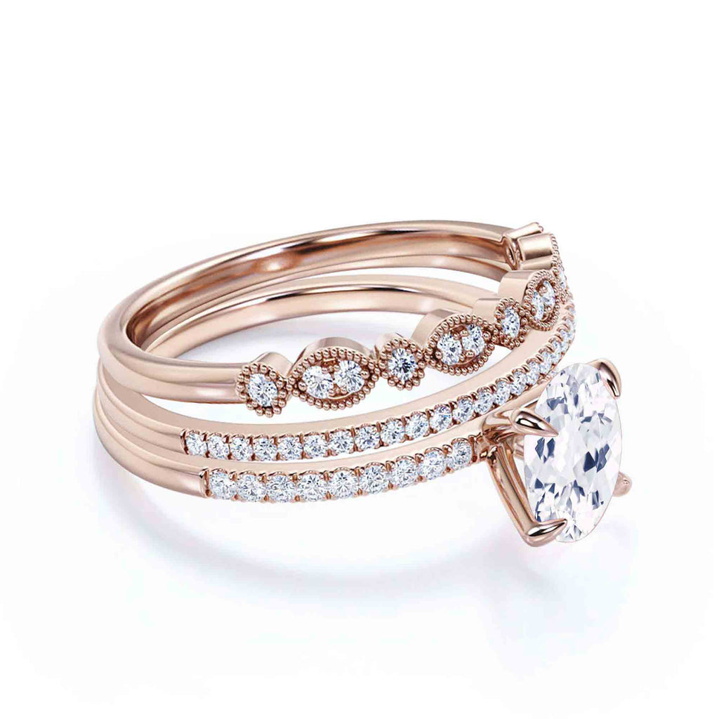2.50 Carat Oval Diamond Moissanite Engagement Ring in 925 Sterling Silver With 18k Rose Gold Plating O535