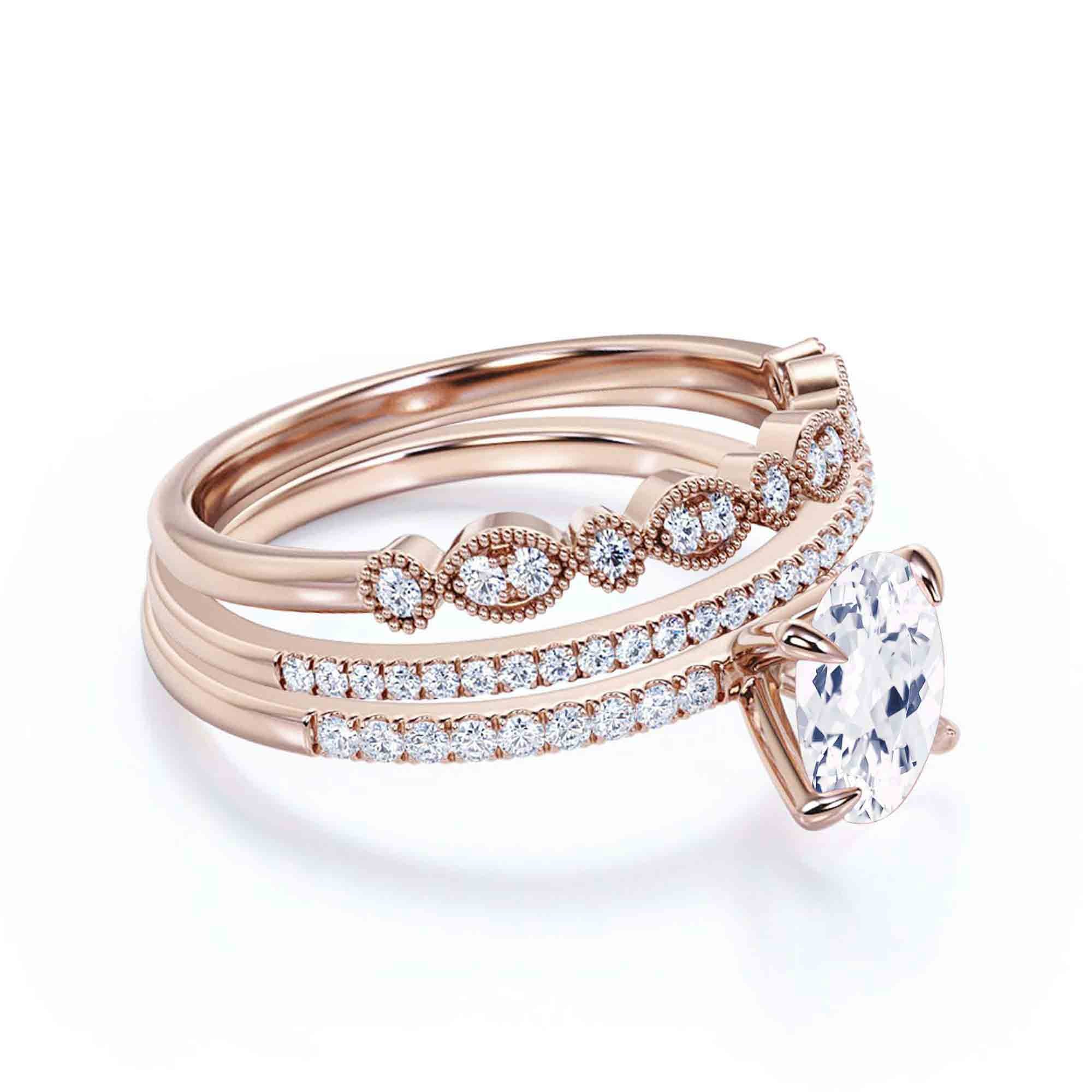 2.50 Carat Oval Diamond Moissanite Engagement Ring in 925 Sterling Silver With 18k Rose Gold Plating O535