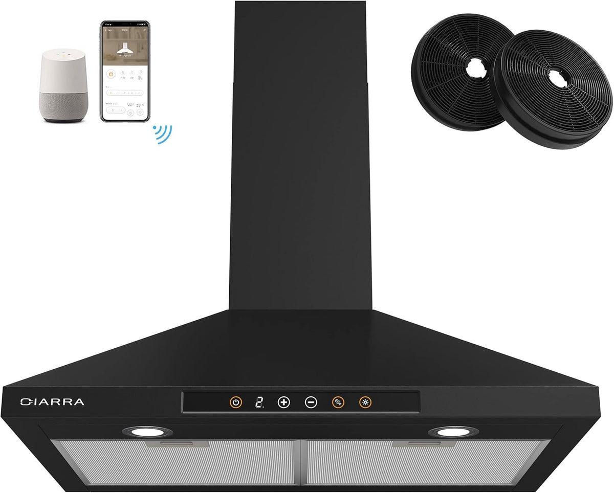 Black 30 inch 450 CFM Vent Hood with Push Button Control I55083