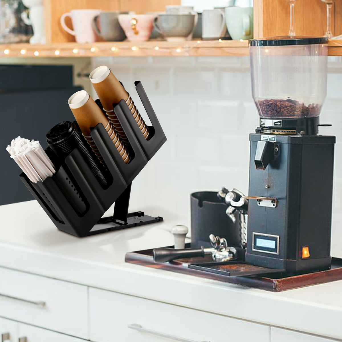 Paper Cup and Lid Holder with Straw Organizer J840