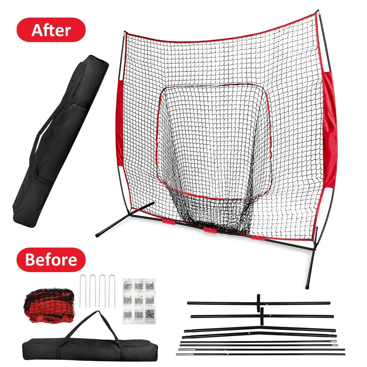 Baseball Softball Practice Training Net with Carrying Bag I9481