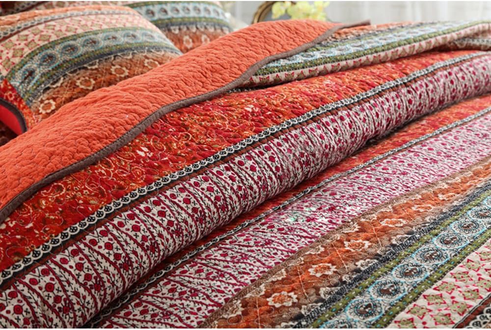 King Size Cotton Patchwork Bedspread Quilt Set V7289