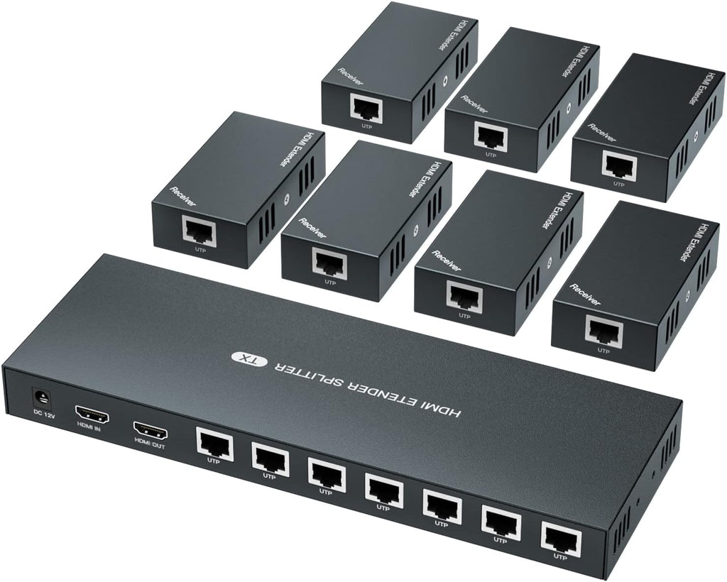 HDMI Extender Splitter 1x4 1080P@60Hz Over Cat 5E/6/7 Ethernet Cable 50m B440645