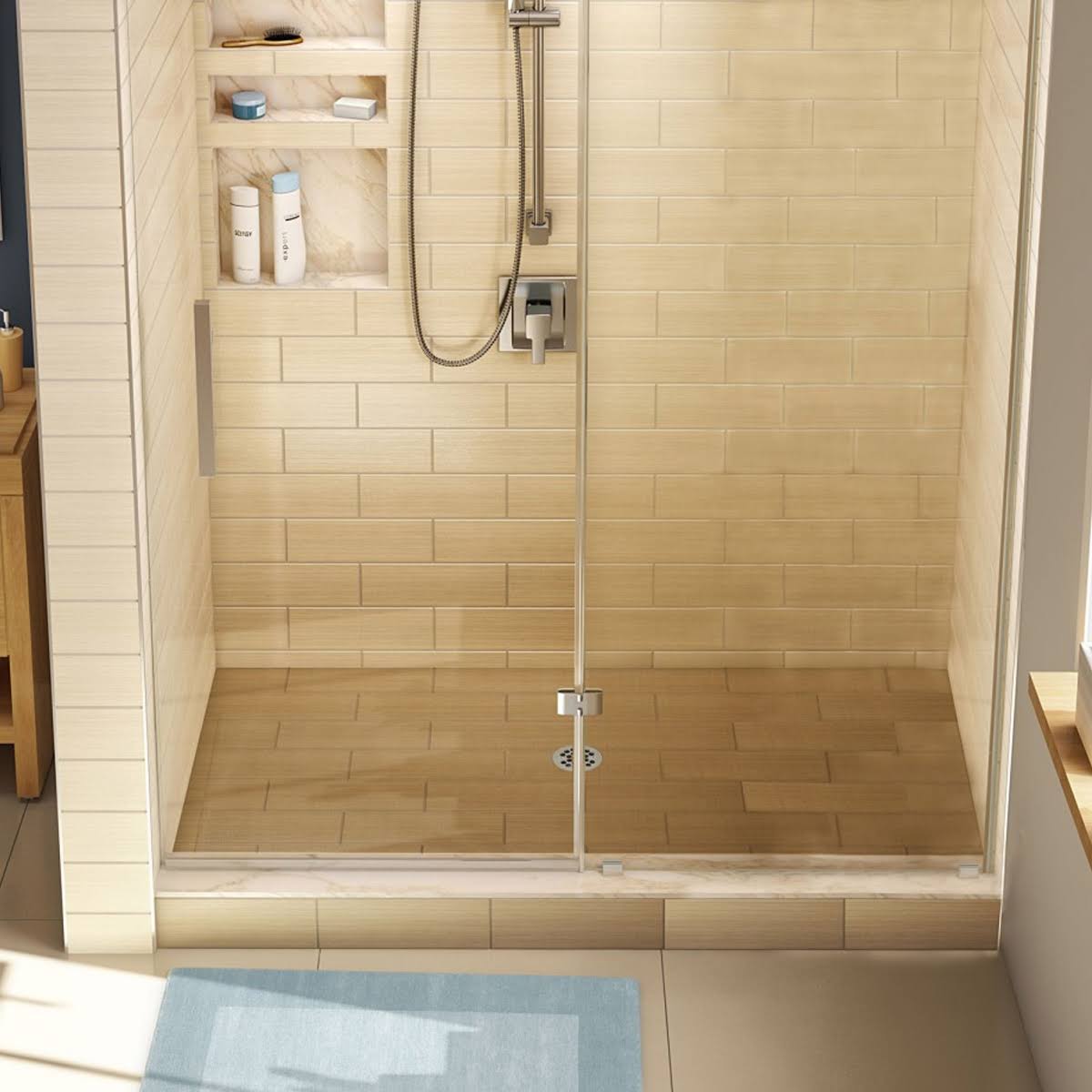 Black Single Curb Shower Pan with Left Drain J201