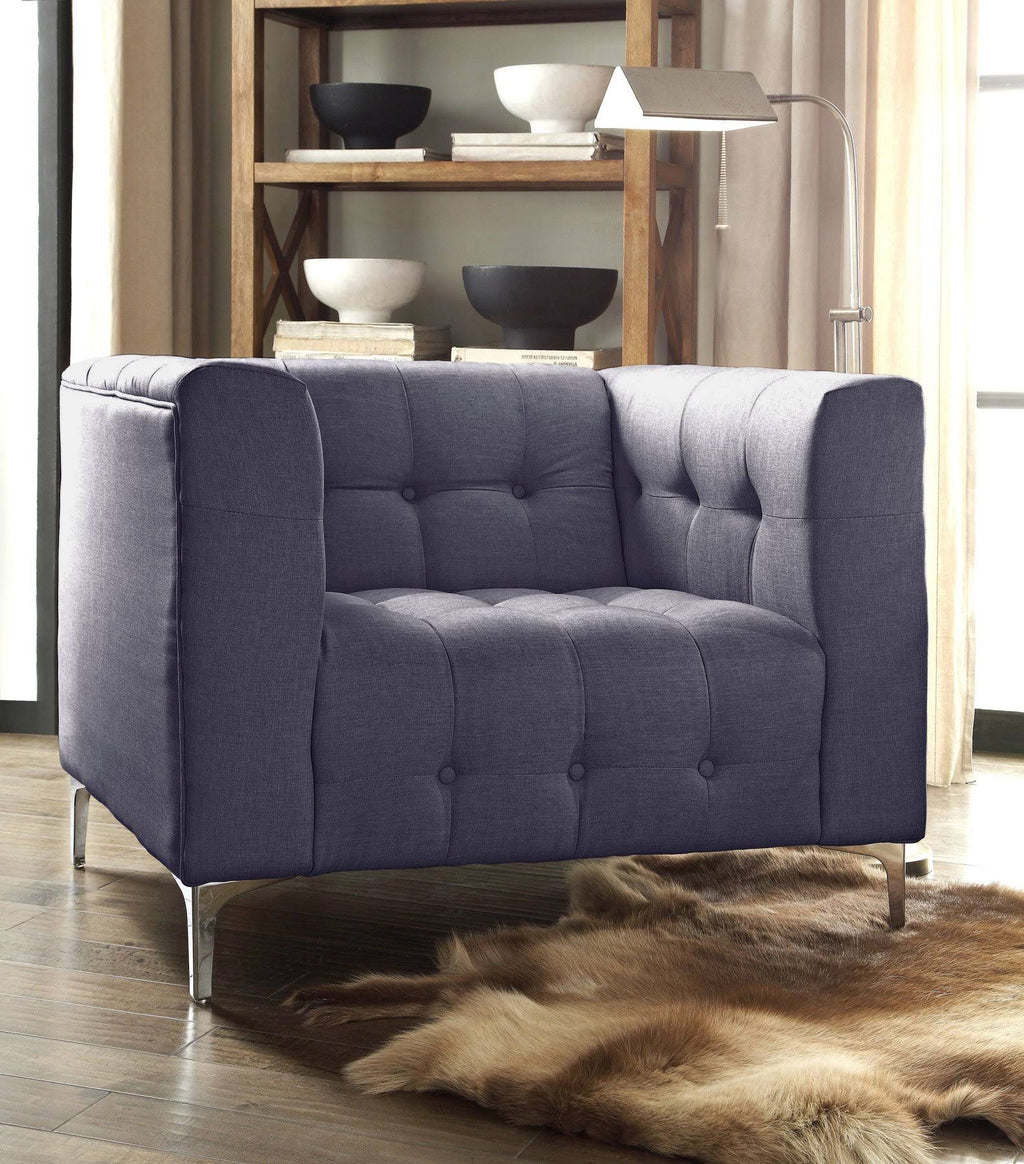Grey Fabric Tufted Club Chair F7744